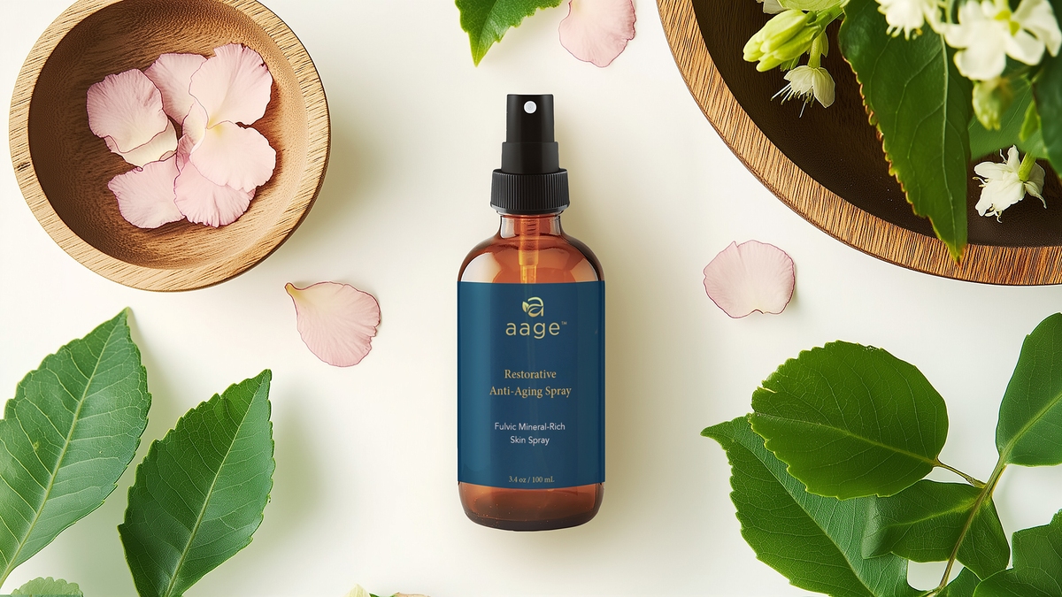 aage face spray bottle with rose petals and leaves